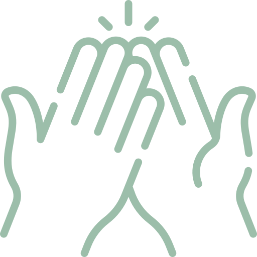Linienzeichnung von zwei Händen, die sich zum High-Five berühren.